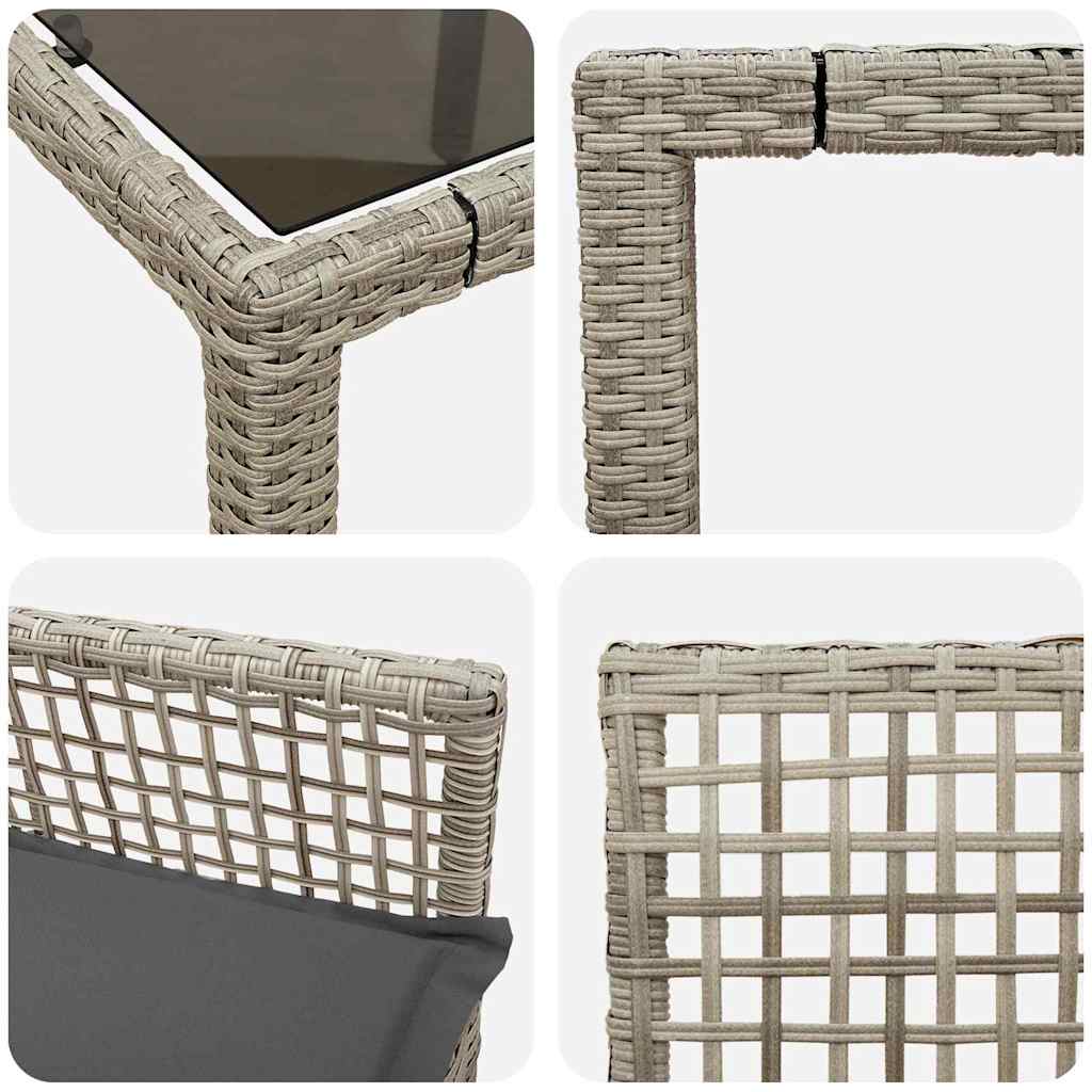Garten Essgruppe 7 pcs Hellgrau Poly-Rattan