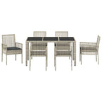Garten Essgruppe 7 pcs Hellgrau Poly-Rattan