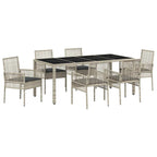 Garten Essgruppe 7 pcs Hellgrau Poly-Rattan