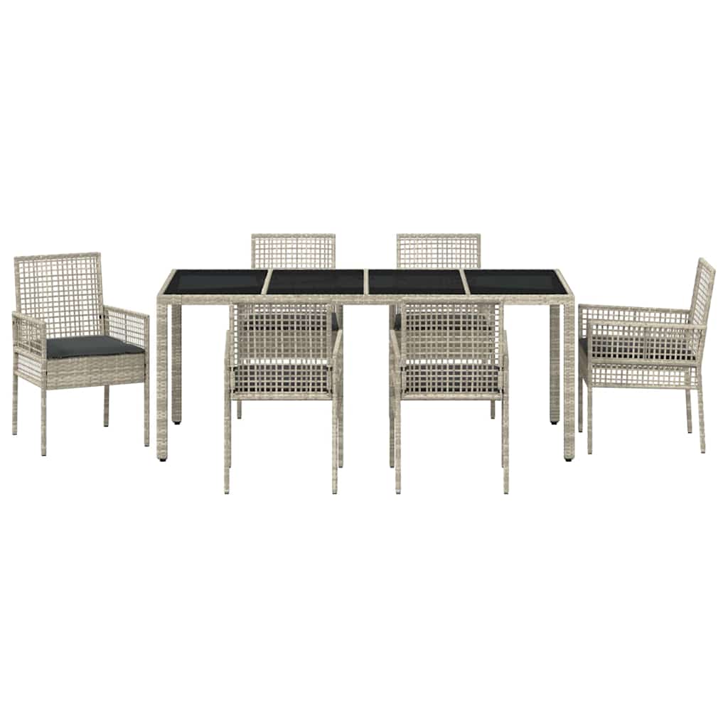 Garten Essgruppe 7 pcs Hellgrau Poly-Rattan