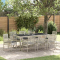 Garten Essgruppe 9 pcs Hellgrau Poly-Rattan