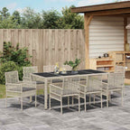 Garten Essgruppe 9 pcs Hellgrau Poly-Rattan