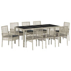 Garten Essgruppe 9 pcs Hellgrau Poly-Rattan