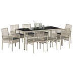 Garten Essgruppe 9 pcs Hellgrau Poly-Rattan