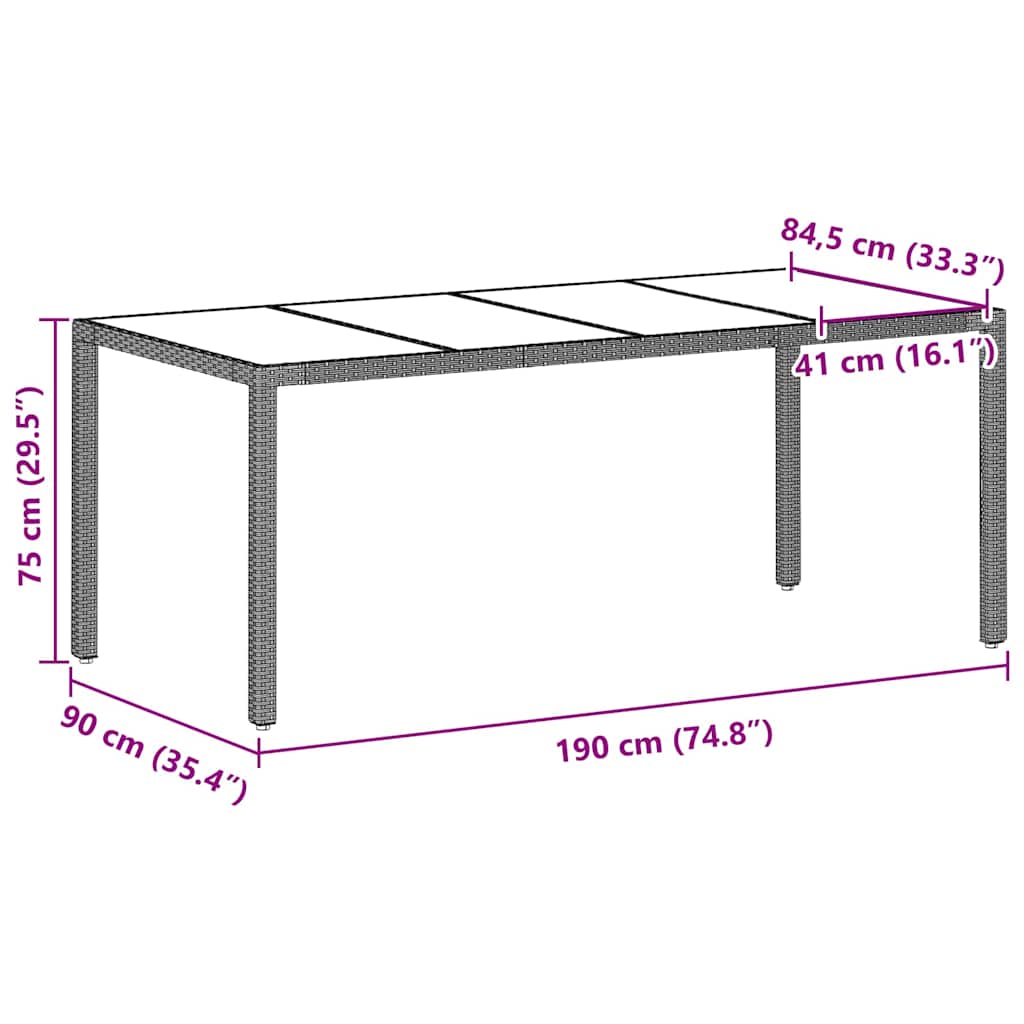 Garten Essgruppe 9 pcs Hellgrau Poly-Rattan