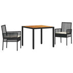 Garten Essgruppe 3 pcs Schwarz Poly-Rattan