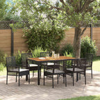 Garten Essgruppe 7 pcs Schwarz Poly-Rattan
