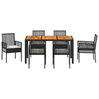 Garten Essgruppe 7 pcs Schwarz Poly-Rattan