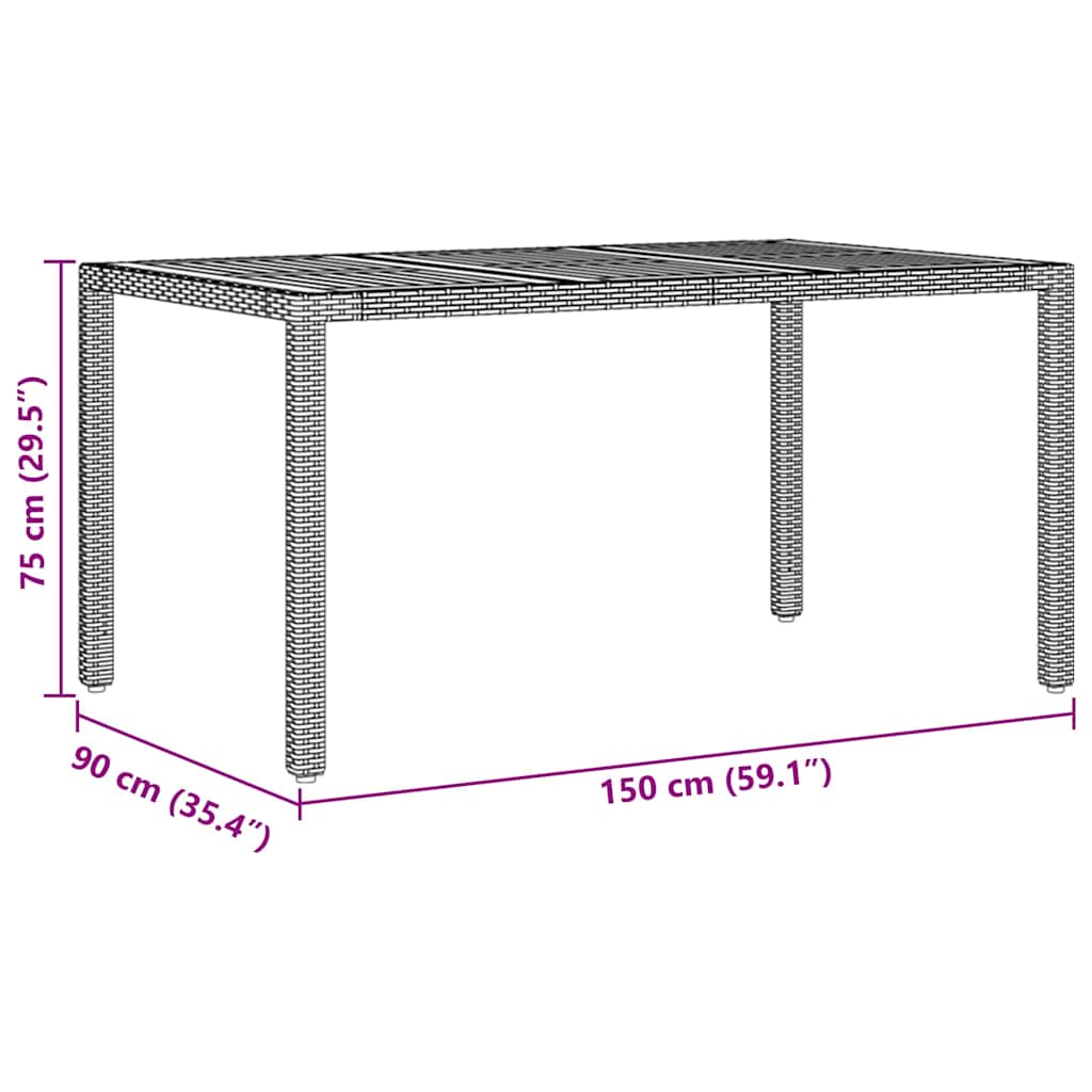 Garten Essgruppe 7 pcs Schwarz Poly-Rattan