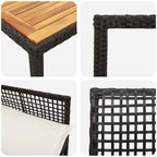 Garten Essgruppe 7 pcs Schwarz Poly-Rattan