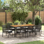 Garten Essgruppe 9 pcs Schwarz Poly-Rattan
