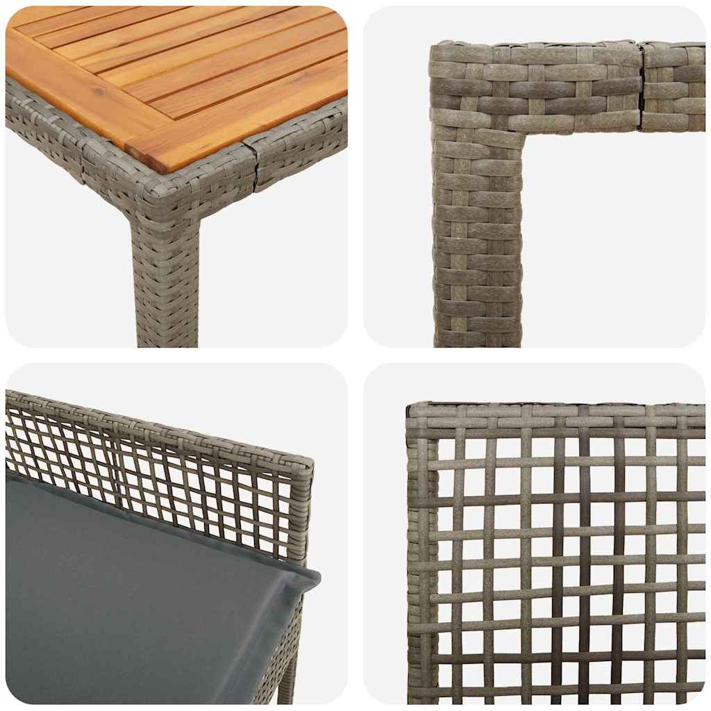 Garten Essgruppe 3 pcs Grau Poly-Rattan