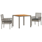 Garten Essgruppe 3 pcs Grau Poly-Rattan