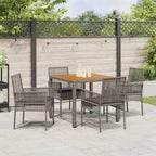 Garten Essgruppe 5 pcs Grau Poly-Rattan