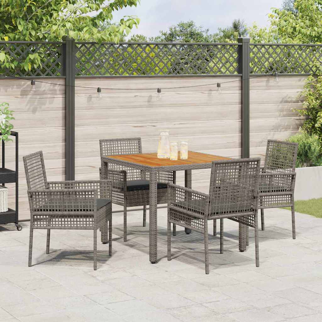 Garten Essgruppe 5 pcs Grau Poly-Rattan