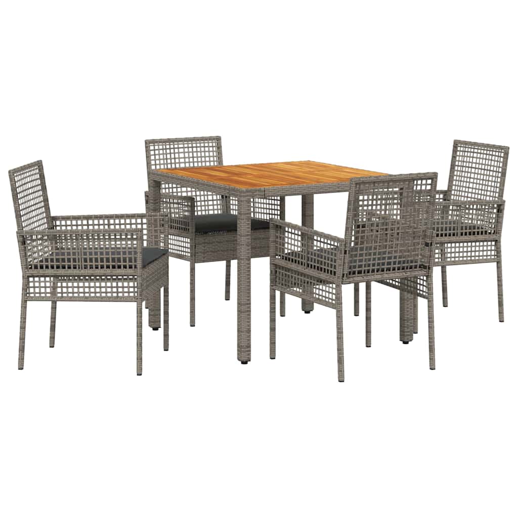 Garten Essgruppe 5 pcs Grau Poly-Rattan