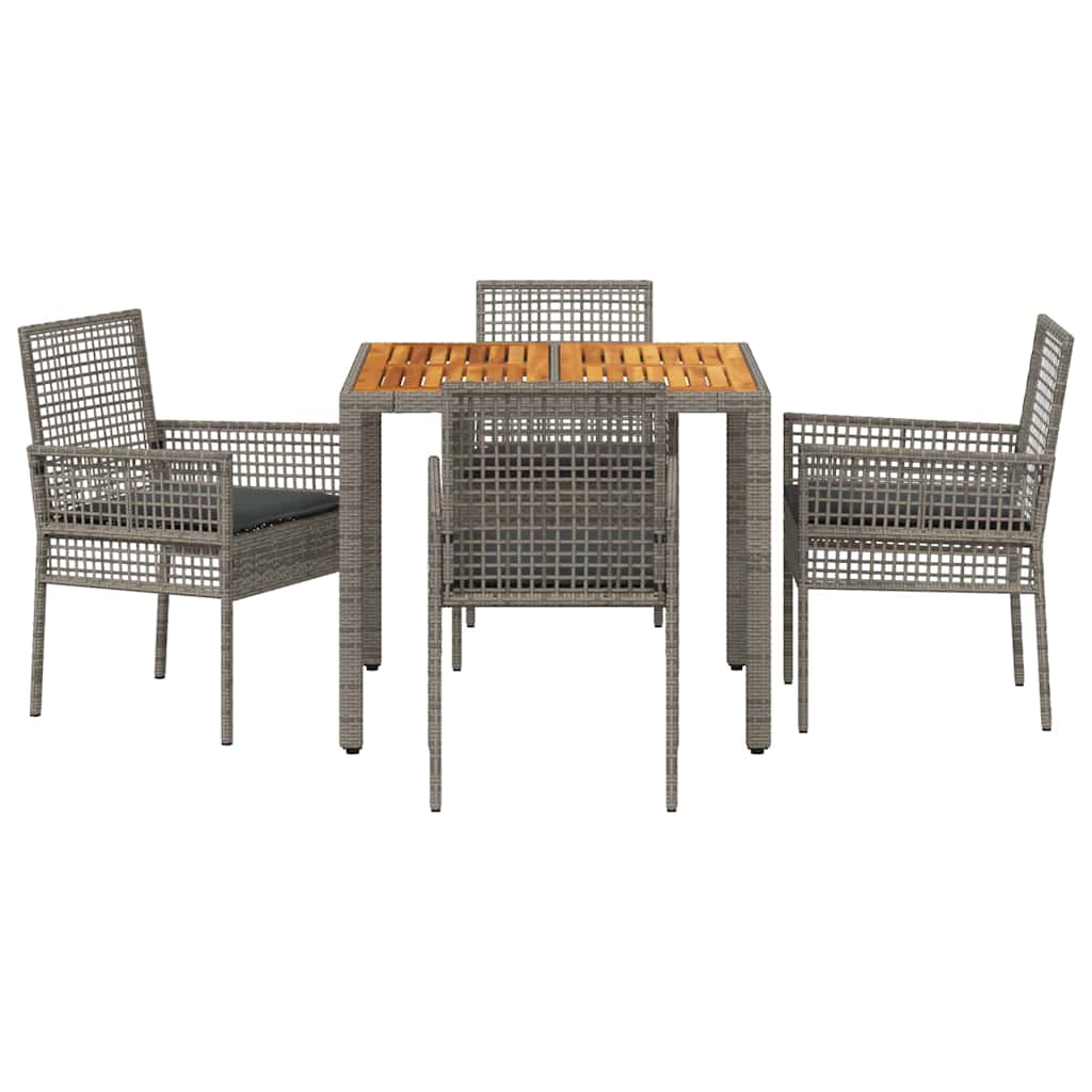 Garten Essgruppe 5 pcs Grau Poly-Rattan