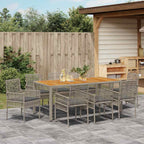 Garten Essgruppe 9 pcs Grau Poly-Rattan