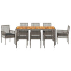 Garten Essgruppe 9 pcs Grau Poly-Rattan