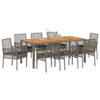 Garten Essgruppe 9 pcs Grau Poly-Rattan