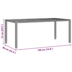 Garten Essgruppe 9 pcs Grau Poly-Rattan