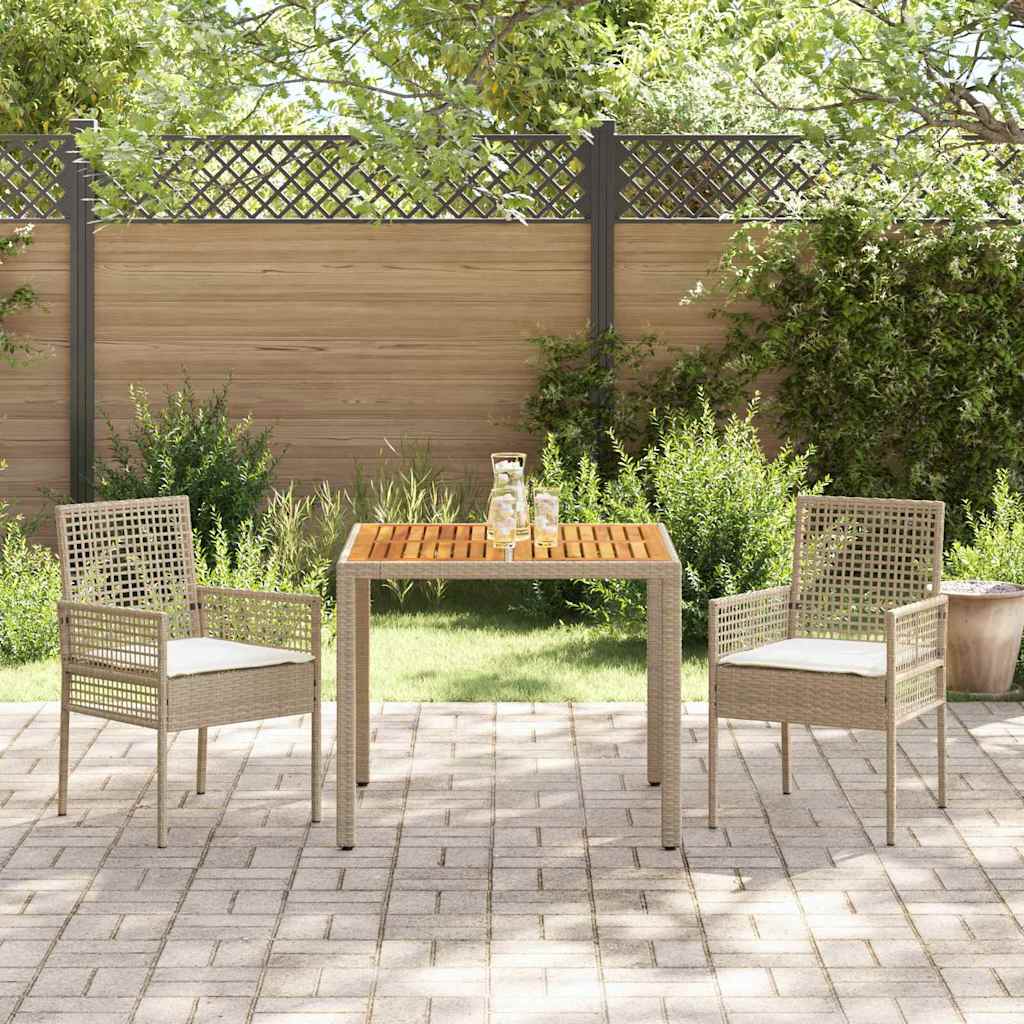 Garten Essgruppe 3 pcs Beige Poly-Rattan