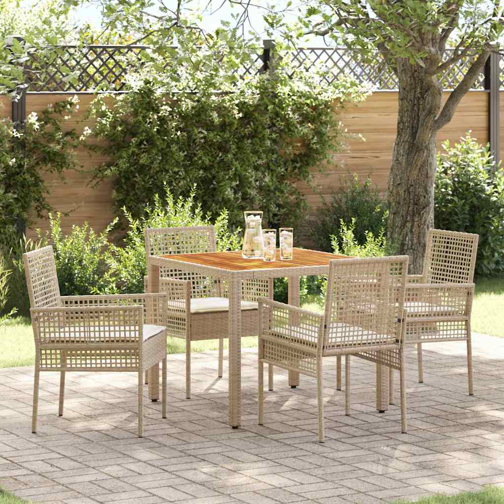 Garten Essgruppe 5 pcs Beige Poly-Rattan