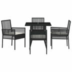Garten Essgruppe 5 pcs Schwarz Poly-Rattan