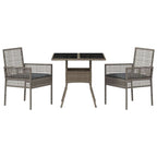 Garten Essgruppe 3 pcs Grau Poly-Rattan