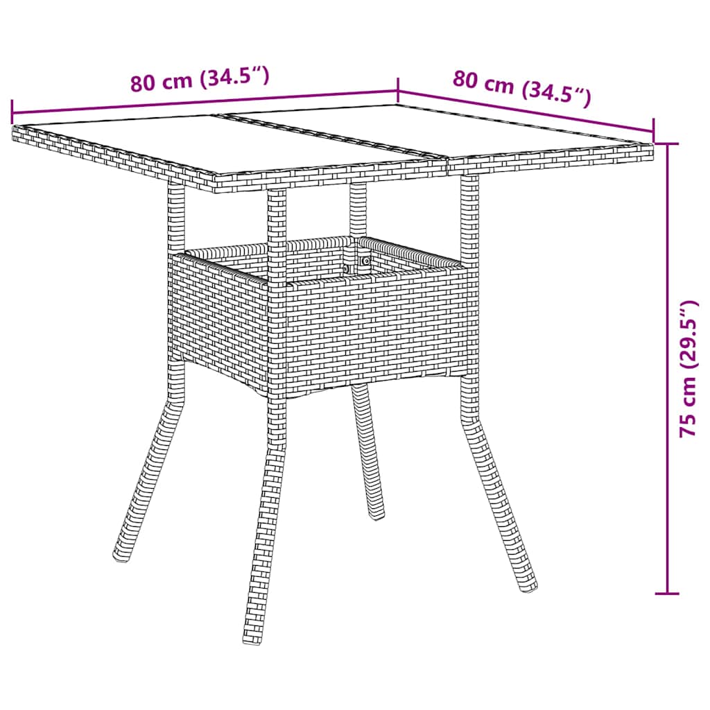 Garten Essgruppe 3 pcs Grau Poly-Rattan