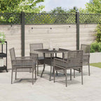Garten Essgruppe 5 pcs Grau Poly-Rattan