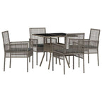 Garten Essgruppe 5 pcs Grau Poly-Rattan