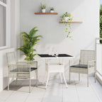 Garten Essgruppe 3 pcs Hellgrau Poly-Rattan