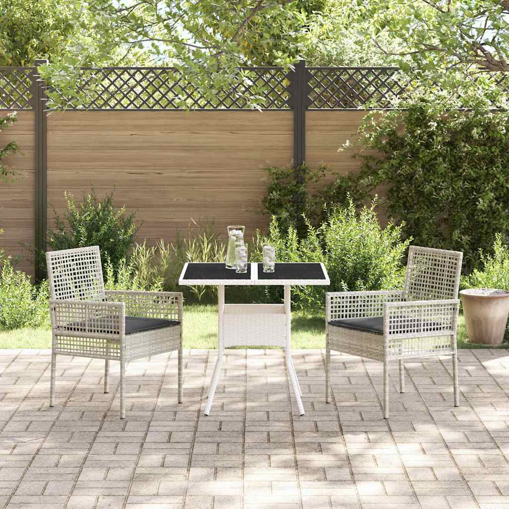 Garten Essgruppe 3 pcs Hellgrau Poly-Rattan