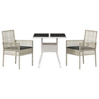 Garten Essgruppe 3 pcs Hellgrau Poly-Rattan