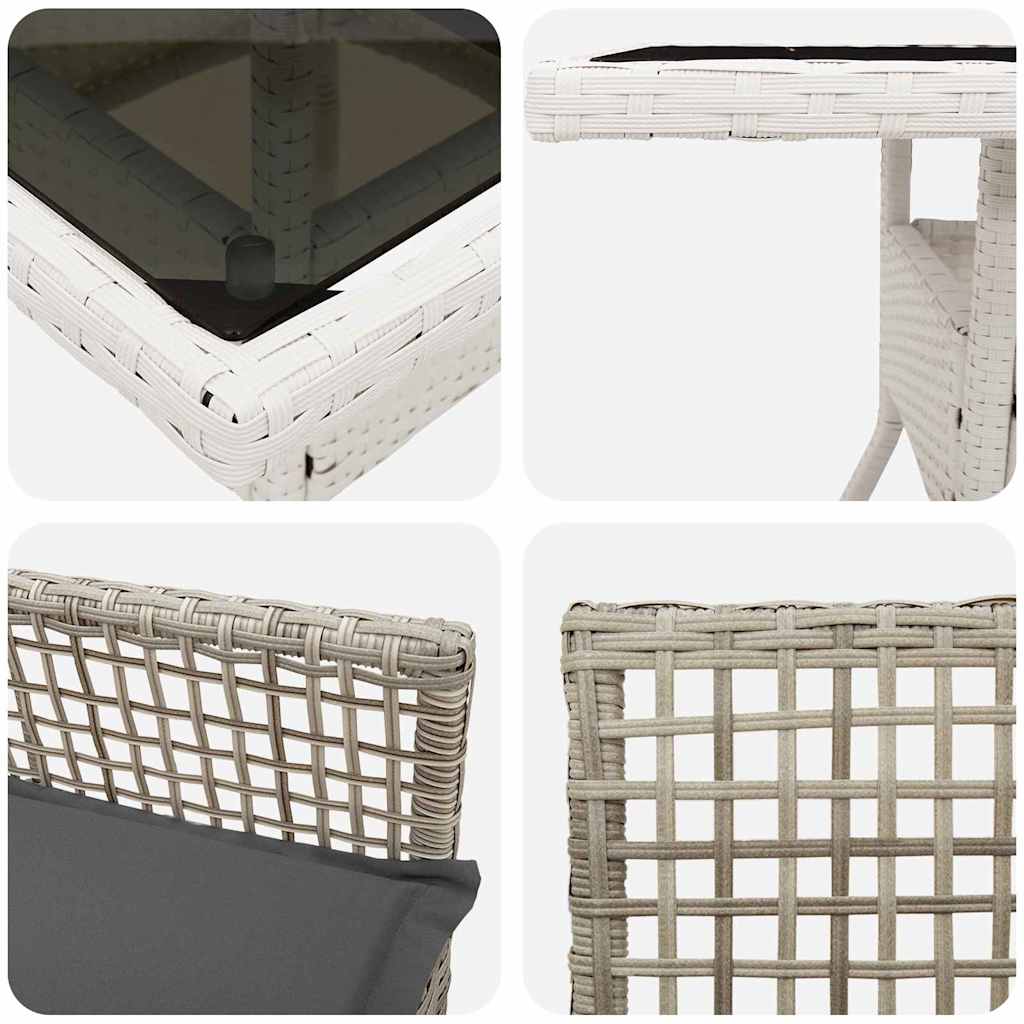 Garten Essgruppe 5 pcs Hellgrau Poly-Rattan