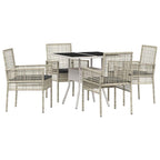 Garten Essgruppe 5 pcs Hellgrau Poly-Rattan