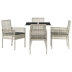 Garten Essgruppe 5 pcs Hellgrau Poly-Rattan