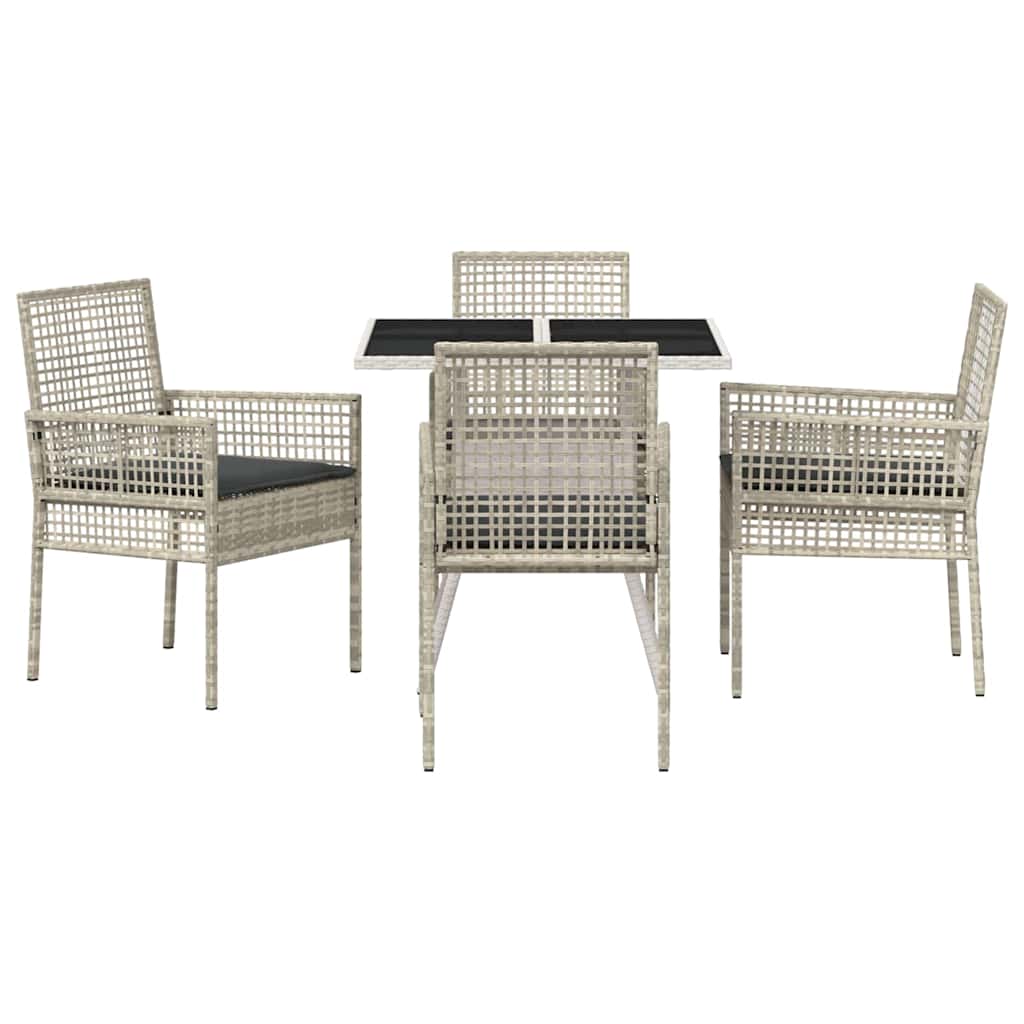 Garten Essgruppe 5 pcs Hellgrau Poly-Rattan