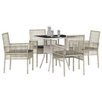 Garten Essgruppe 5 pcs Hellgrau Poly-Rattan