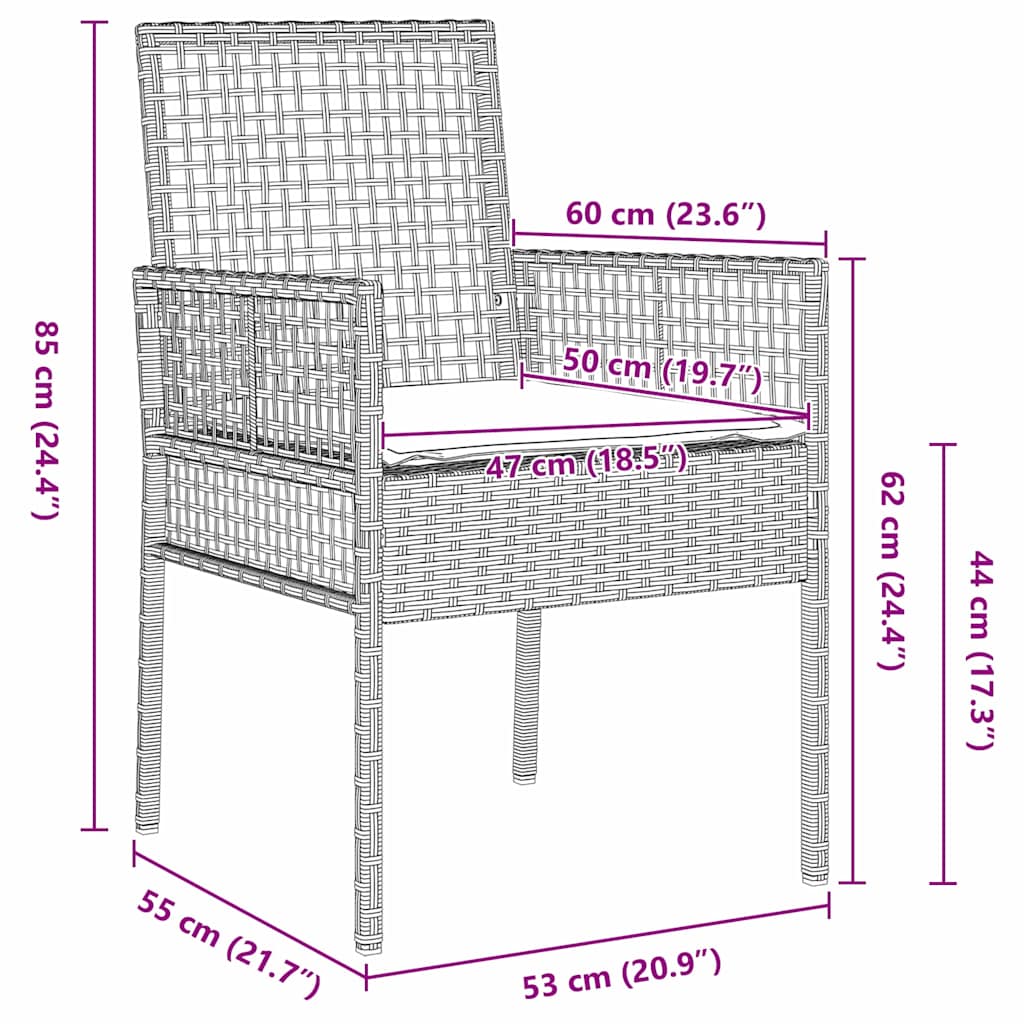 Garten Essgruppe 5 pcs Hellgrau Poly-Rattan