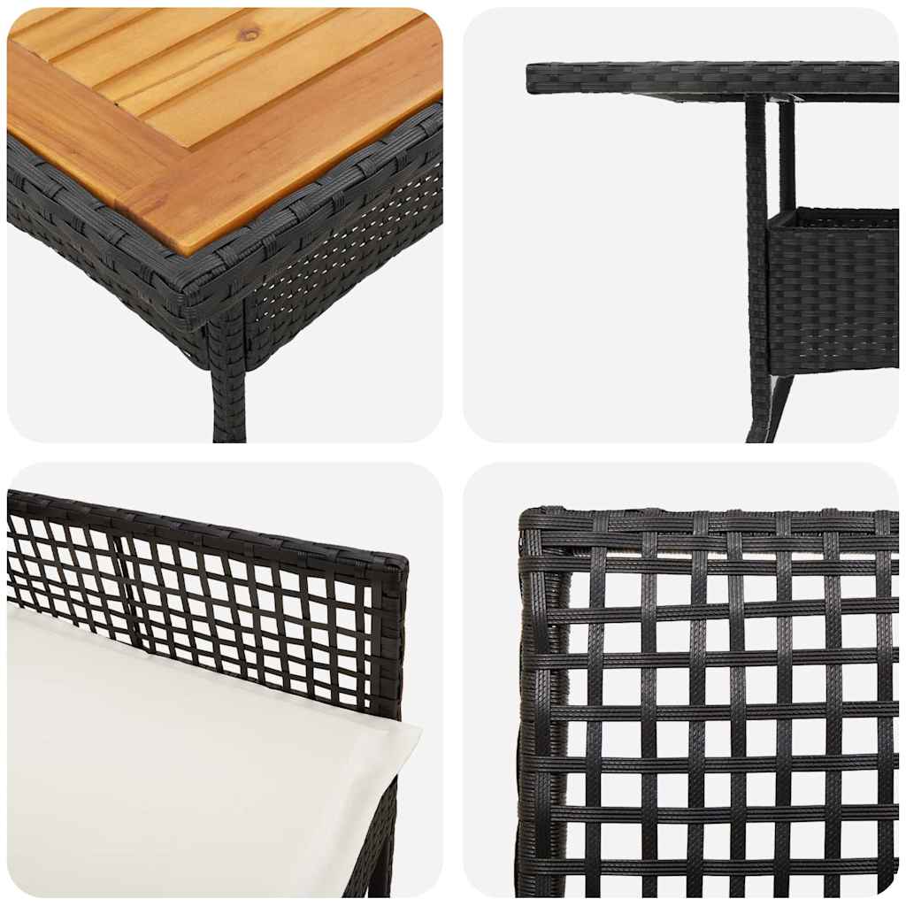 Garten Essgruppe 5 pcs Schwarz Poly-Rattan