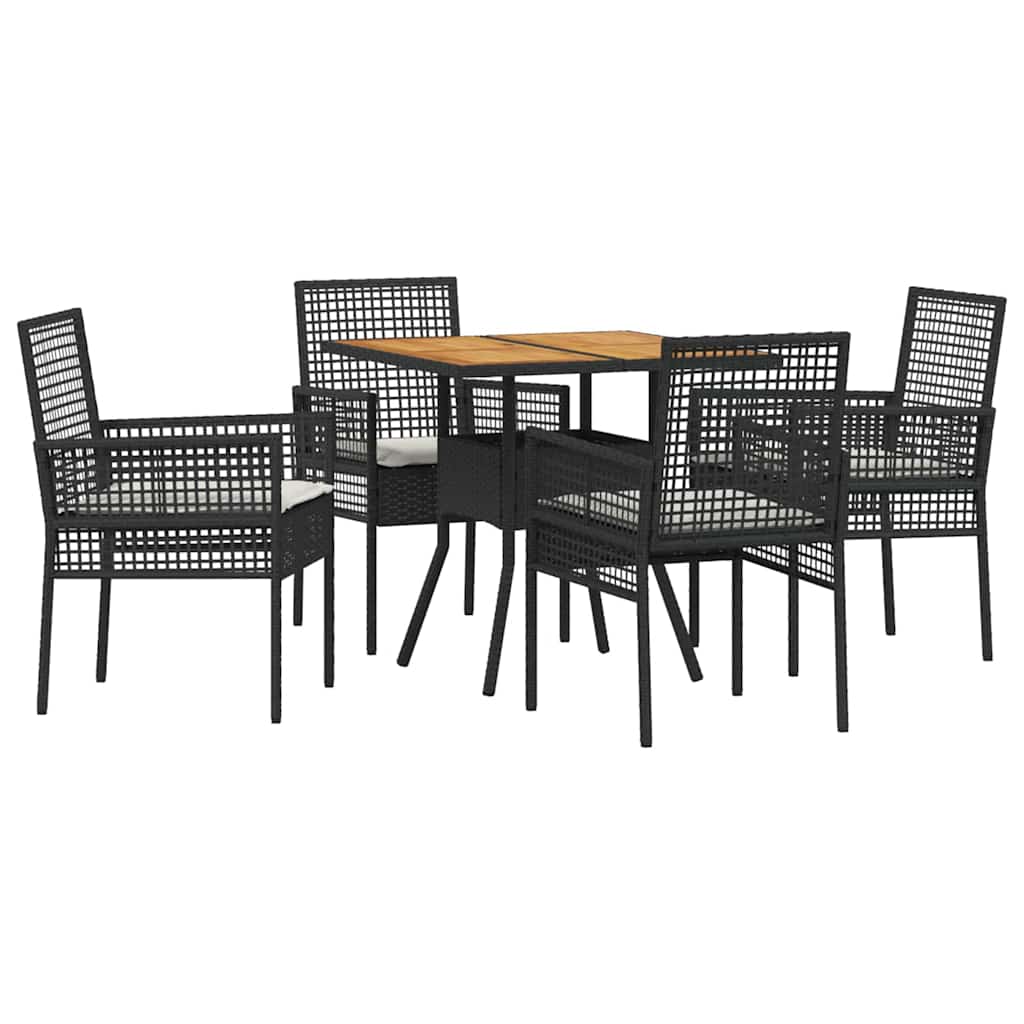 Garten Essgruppe 5 pcs Schwarz Poly-Rattan