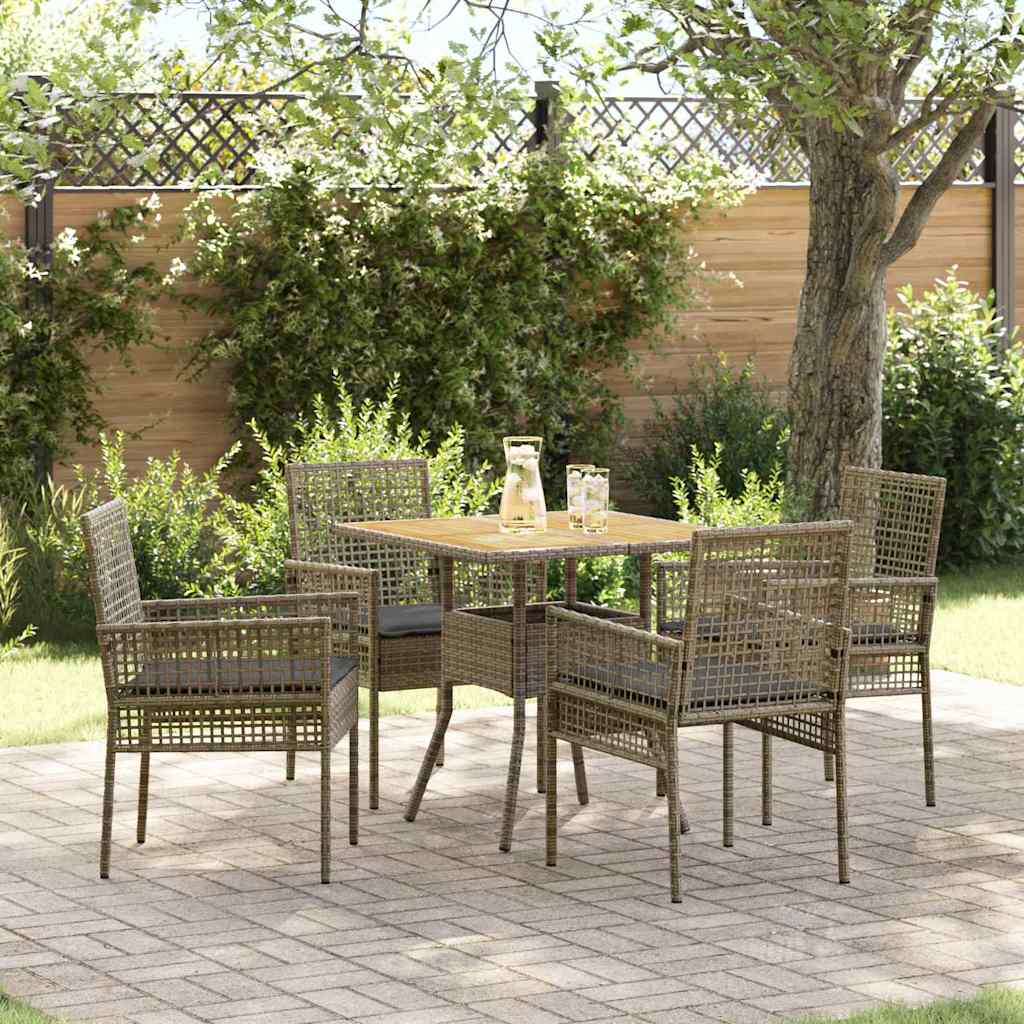 Garten Essgruppe 5 pcs Grau Poly-Rattan