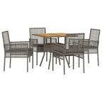 Garten Essgruppe 5 pcs Grau Poly-Rattan