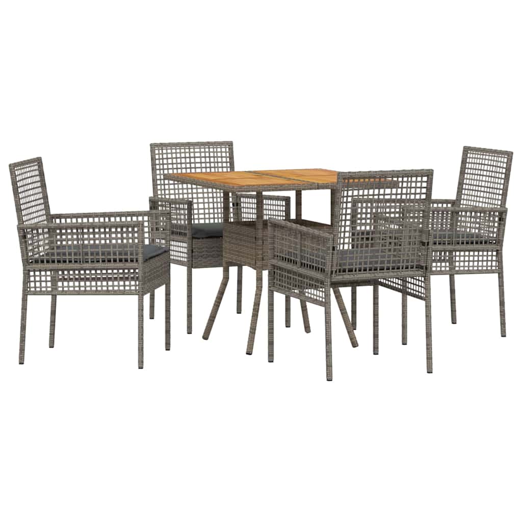 Garten Essgruppe 5 pcs Grau Poly-Rattan