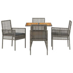 Garten Essgruppe 5 pcs Grau Poly-Rattan