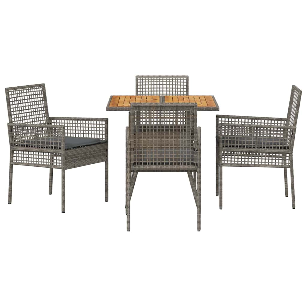 Garten Essgruppe 5 pcs Grau Poly-Rattan