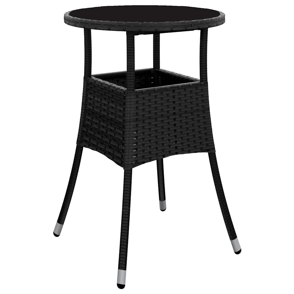 Garten Essgruppe 3 pcs Schwarz Poly-Rattan