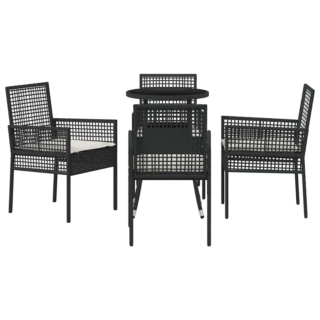 Garten Essgruppe 5 pcs Schwarz Poly-Rattan